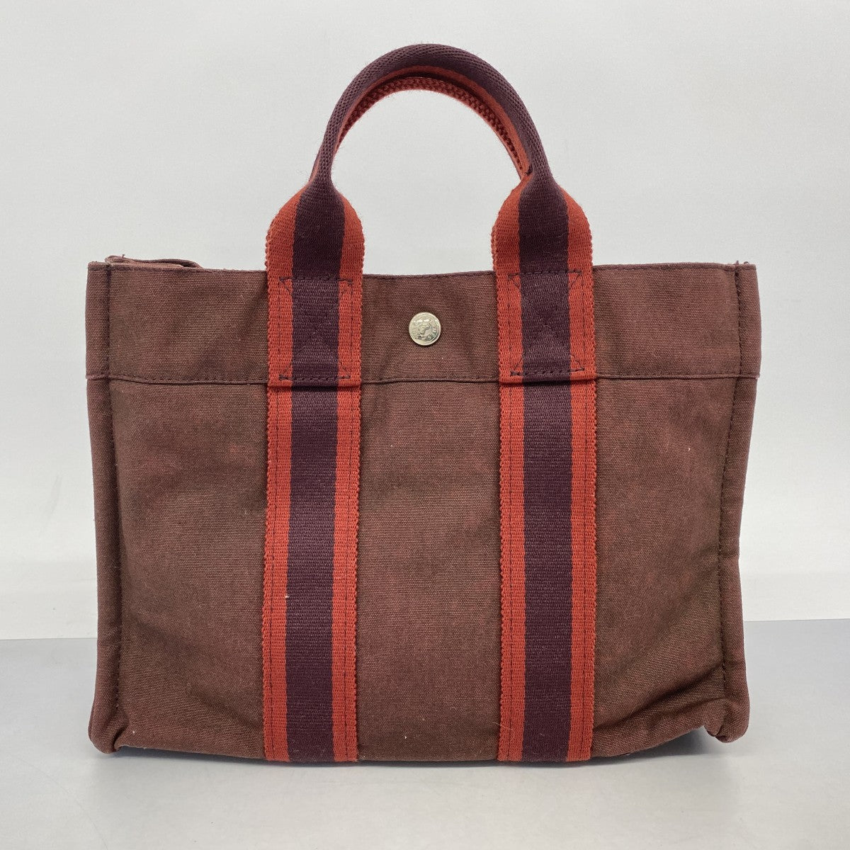 ★SALE【6ca1356-k】エルメス トートバッグ フールトゥPM キャンバス ブラウン シルバー金具【中古】メンズ レディース ユニセックス