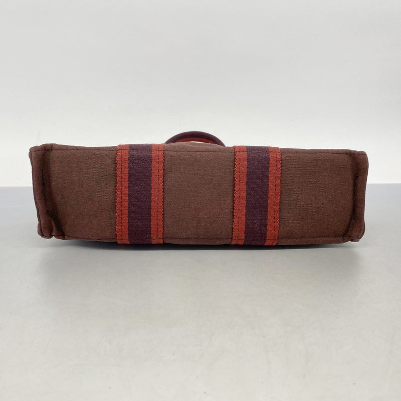 ★SALE【6ca1356-k】エルメス トートバッグ フールトゥPM キャンバス ブラウン シルバー金具【中古】メンズ レディース ユニセックス