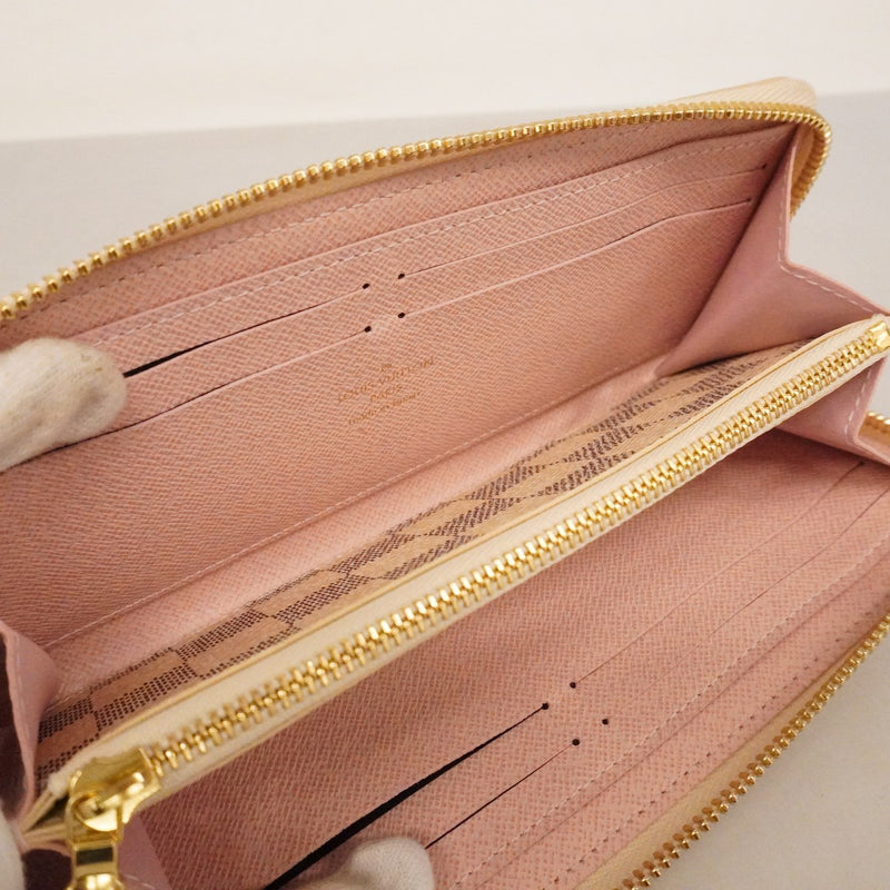 【6ca1373-k】ルイヴィトン 長財布 ダミエ・アズール ポルトフォイユクレマンス N61264 ホワイト ローズバレリーヌ【中古】レディース