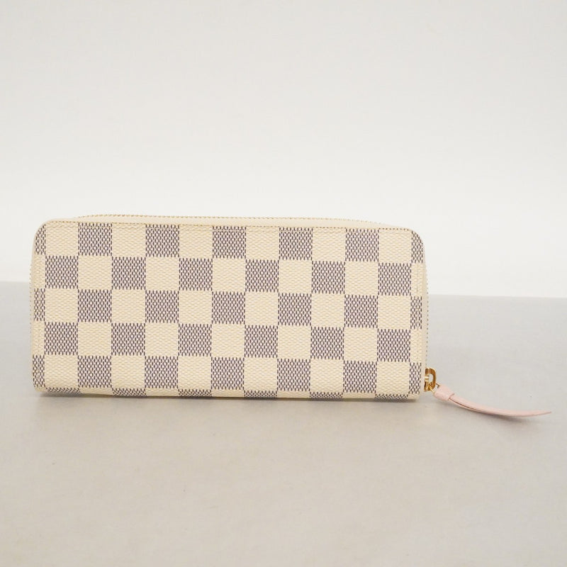 【6ca1373-k】ルイヴィトン 長財布 ダミエ・アズール ポルトフォイユクレマンス N61264 ホワイト ローズバレリーヌ【中古】レディース