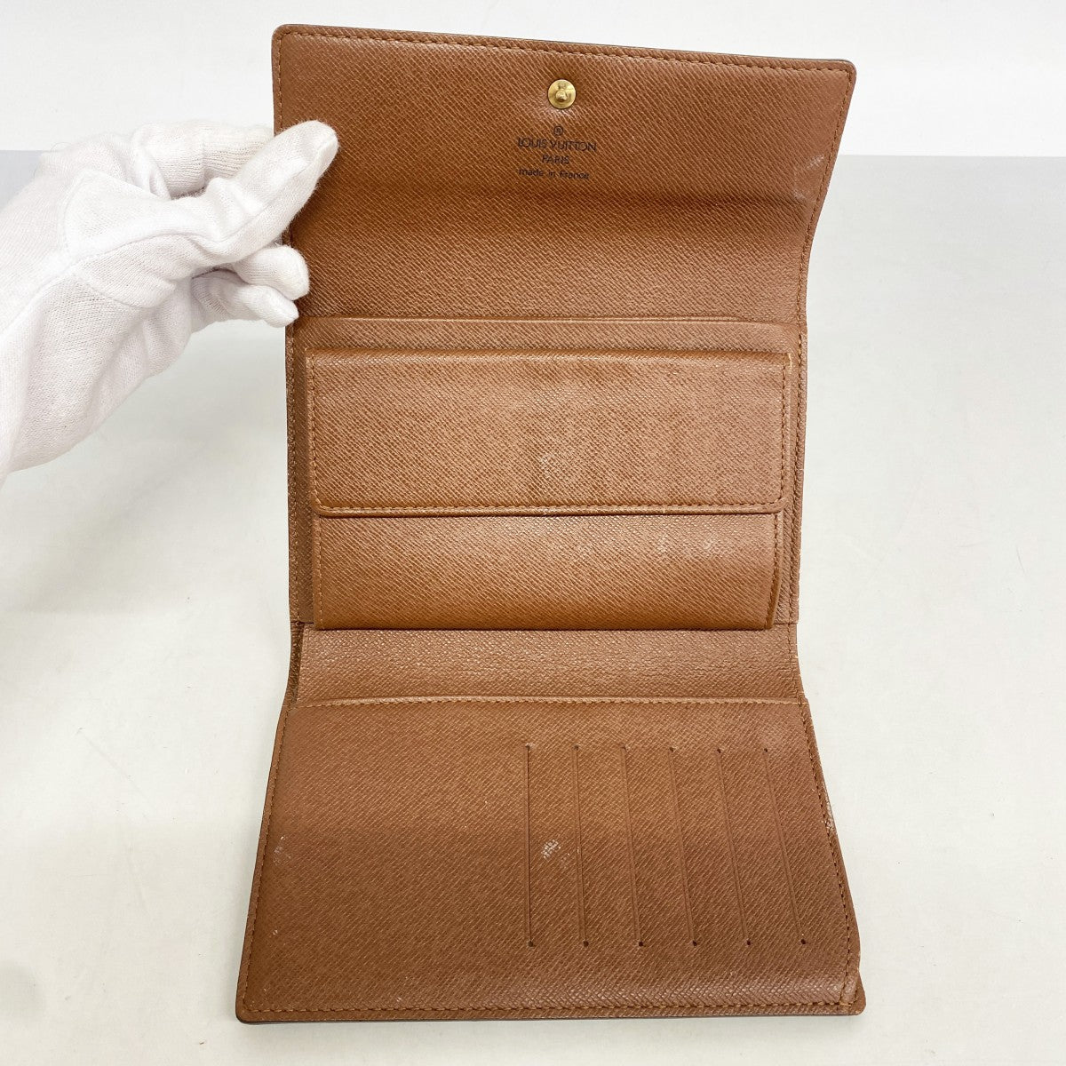 【6cb1455】ルイヴィトン 三つ折り財布 モノグラム ポルトトレゾールエテュイパピエ M61202 ブラウン【中古】メンズ レディース ユニセックス