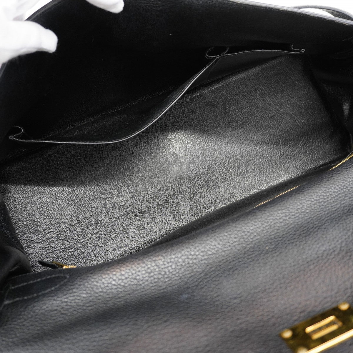 【6cb1705】エルメス ショルダーバッグ ショルダーケリー トゴ ブラック ゴールド金具 □L刻印【中古】レディース