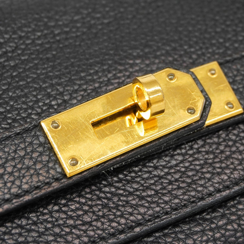 【6cb1705】エルメス ショルダーバッグ ショルダーケリー トゴ ブラック ゴールド金具 □L刻印【中古】レディース