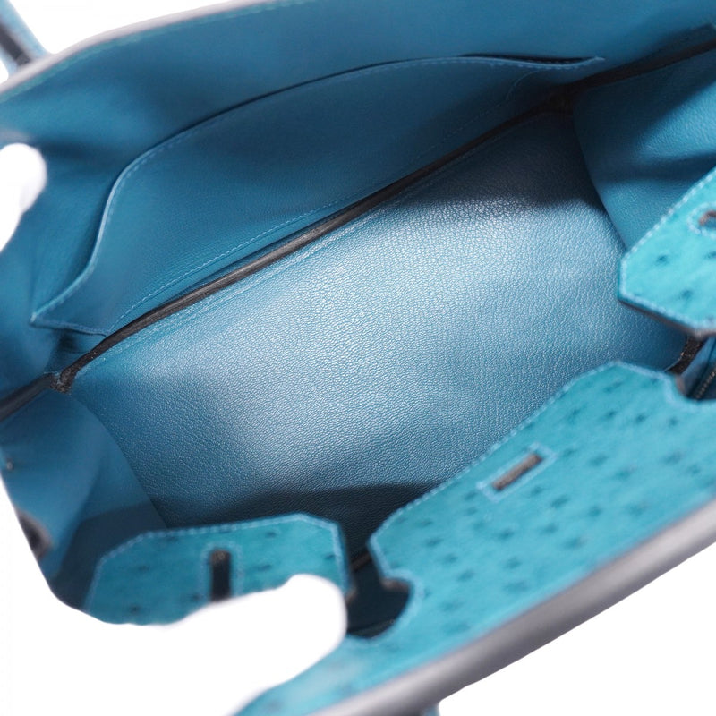 【6cb1730-g】エルメス ハンドバッグ バーキン30 オーストリッチ コバルト □R刻印【中古】レディース