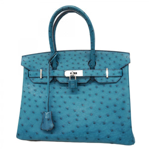 【6cb1730-g】エルメス ハンドバッグ バーキン30 オーストリッチ コバルト □R刻印【中古】レディース