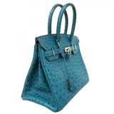 【6cb1730-g】エルメス ハンドバッグ バーキン30 オーストリッチ コバルト □R刻印【中古】レディース