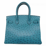 【6cb1730-g】エルメス ハンドバッグ バーキン30 オーストリッチ コバルト □R刻印【中古】レディース