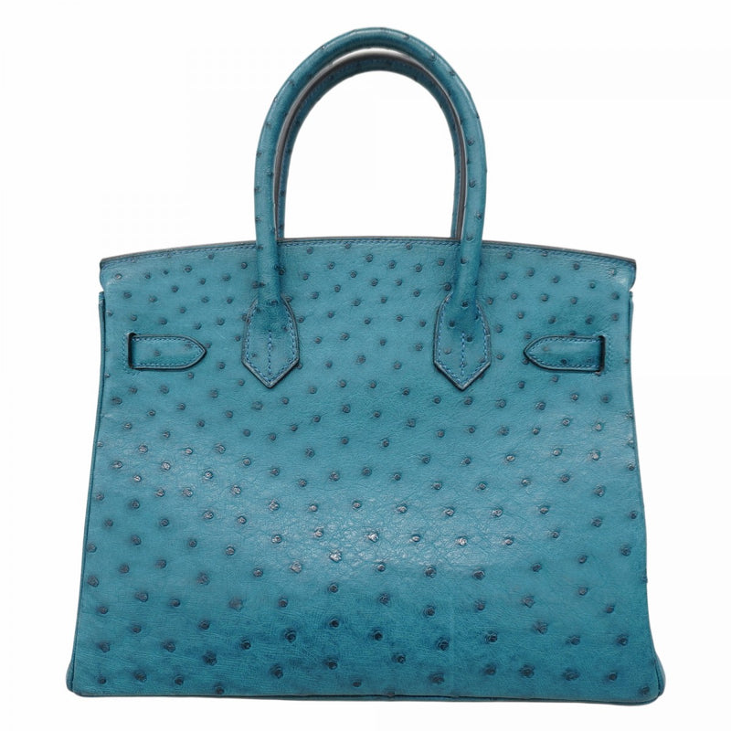 【6cb1730-g】エルメス ハンドバッグ バーキン30 オーストリッチ コバルト □R刻印【中古】レディース
