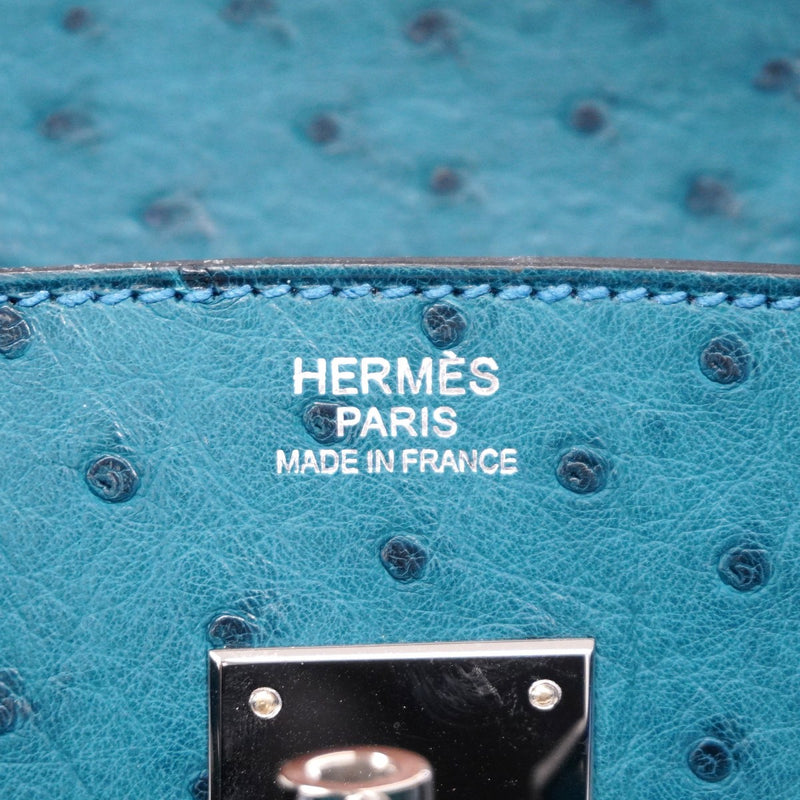 【6cb1730-g】エルメス ハンドバッグ バーキン30 オーストリッチ コバルト □R刻印【中古】レディース