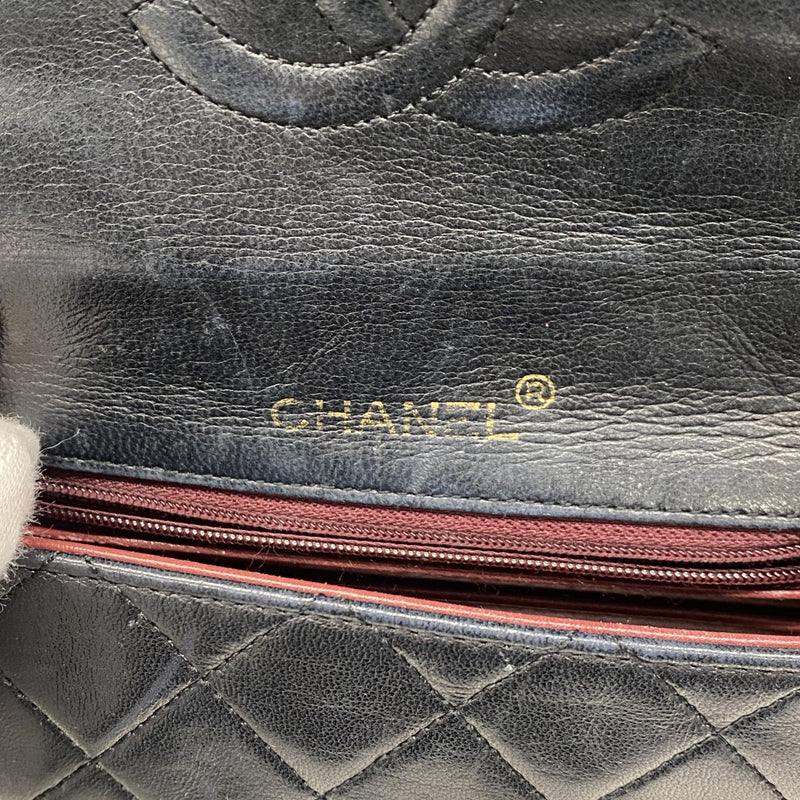 【6cb1797】シャネル ショルダーバッグ ミニマトラッセ チェーンショルダー ラムスキン ブラック ゴールド金具【中古】レディース