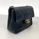 【6cb1797】シャネル ショルダーバッグ ミニマトラッセ チェーンショルダー ラムスキン ブラック ゴールド金具【中古】レディース