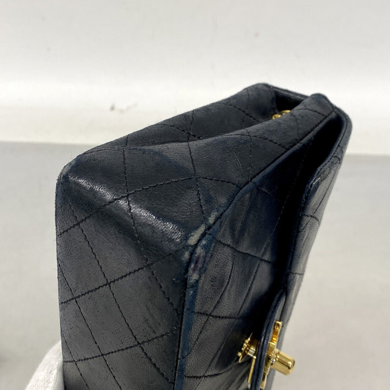 【6cb1797】シャネル ショルダーバッグ ミニマトラッセ チェーンショルダー ラムスキン ブラック ゴールド金具【中古】レディース