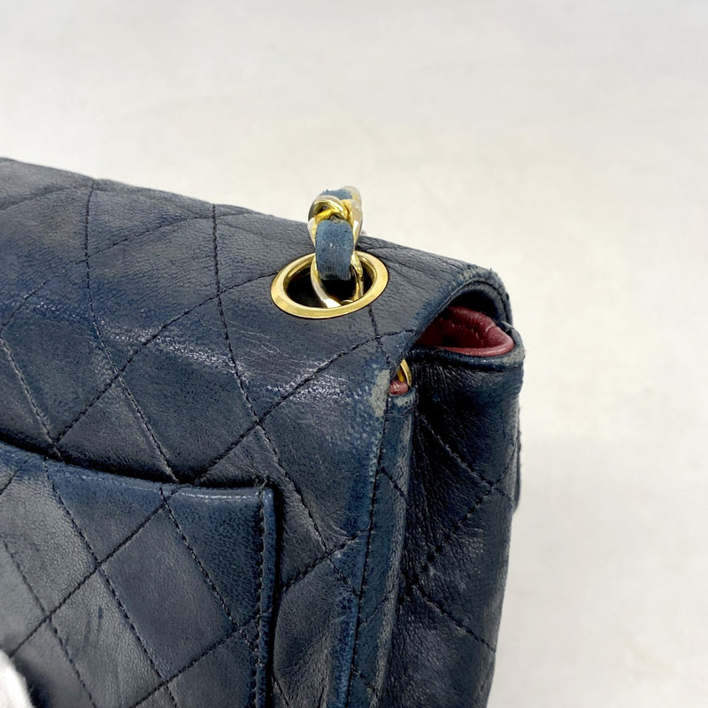 【6cb1797】シャネル ショルダーバッグ ミニマトラッセ チェーンショルダー ラムスキン ブラック ゴールド金具【中古】レディース