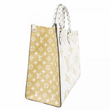 【6cb1838】ルイヴィトン トートバッグ モノグラム・ジャイアント オンザゴーGM M44571 カーキ ホワイト【中古】レディース