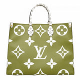 【6cb1838】ルイヴィトン トートバッグ モノグラム・ジャイアント オンザゴーGM M44571 カーキ ホワイト【中古】レディース