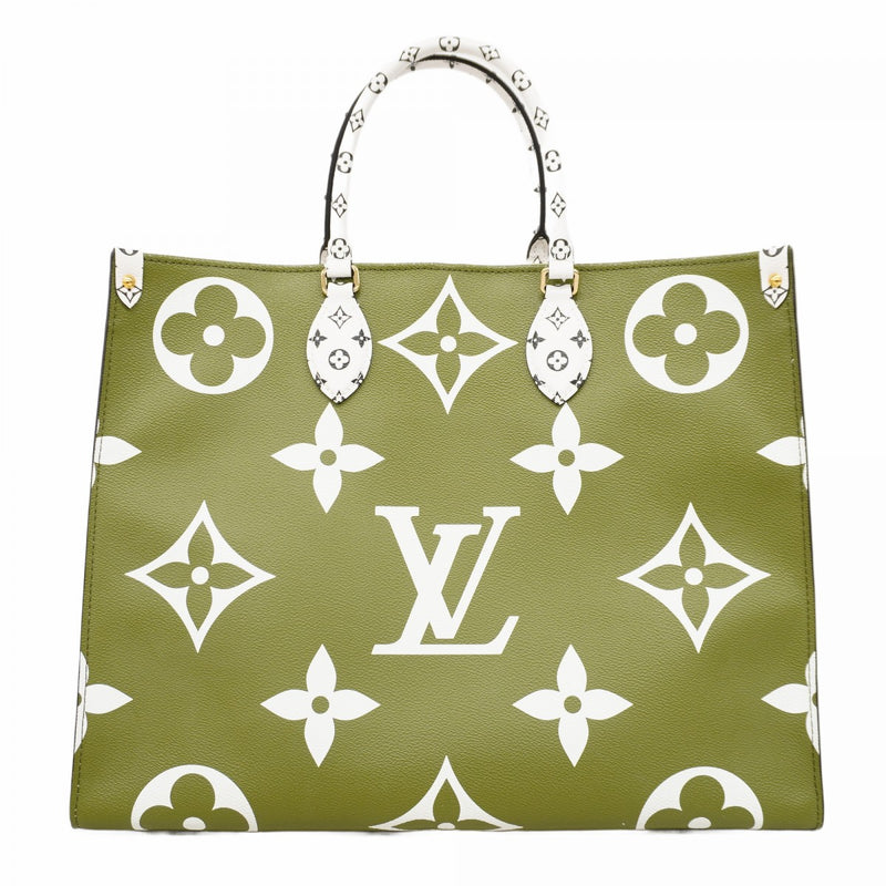 【6cb1838】ルイヴィトン トートバッグ モノグラム・ジャイアント オンザゴーGM M44571 カーキ ホワイト【中古】レディース