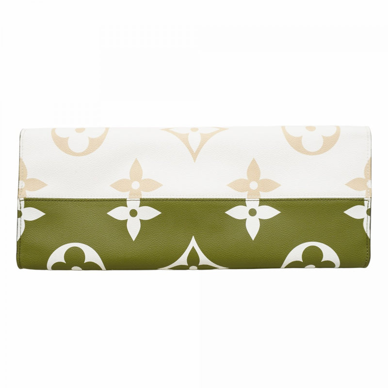 【6cb1838】ルイヴィトン トートバッグ モノグラム・ジャイアント オンザゴーGM M44571 カーキ ホワイト【中古】レディース