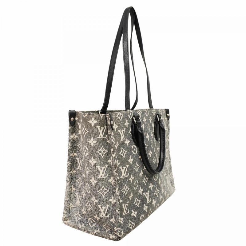 【6cb1843】ルイヴィトン トートバッグ モノグラム・ジャガードデニム オンザゴーMM M46448 グレー ブラック 2wayバッグ【中古】レディース