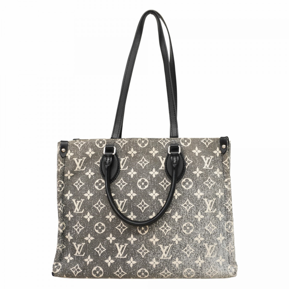 【6cb1843】ルイヴィトン トートバッグ モノグラム・ジャガードデニム オンザゴーMM M46448 グレー ブラック 2wayバッグ【中古】レディース