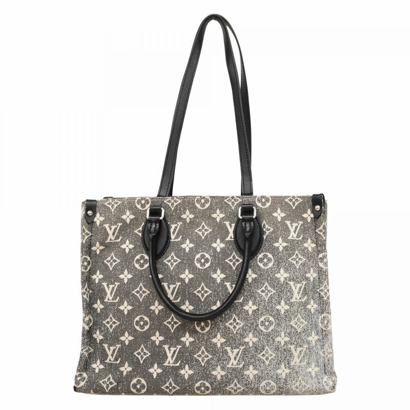 【6cb1843】ルイヴィトン トートバッグ モノグラム・ジャガードデニム オンザゴーMM M46448 グレー ブラック 2wayバッグ【中古】レディース