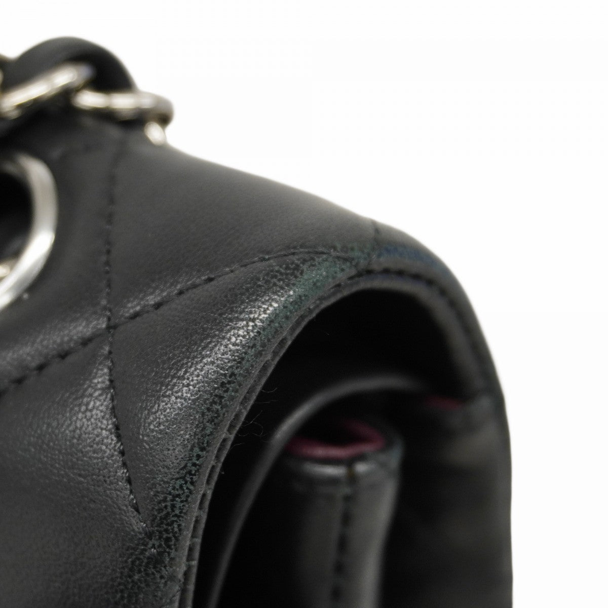 【6cb1847】シャネル ショルダーバッグ マトラッセ Wフラップ Wチェーン ラムスキン ブラック シルバー金具【中古】レディース