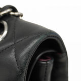 【6cb1847】シャネル ショルダーバッグ マトラッセ Wフラップ Wチェーン ラムスキン ブラック シルバー金具【中古】レディース