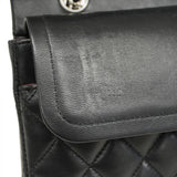 【6cb1847】シャネル ショルダーバッグ マトラッセ Wフラップ Wチェーン ラムスキン ブラック シルバー金具【中古】レディース