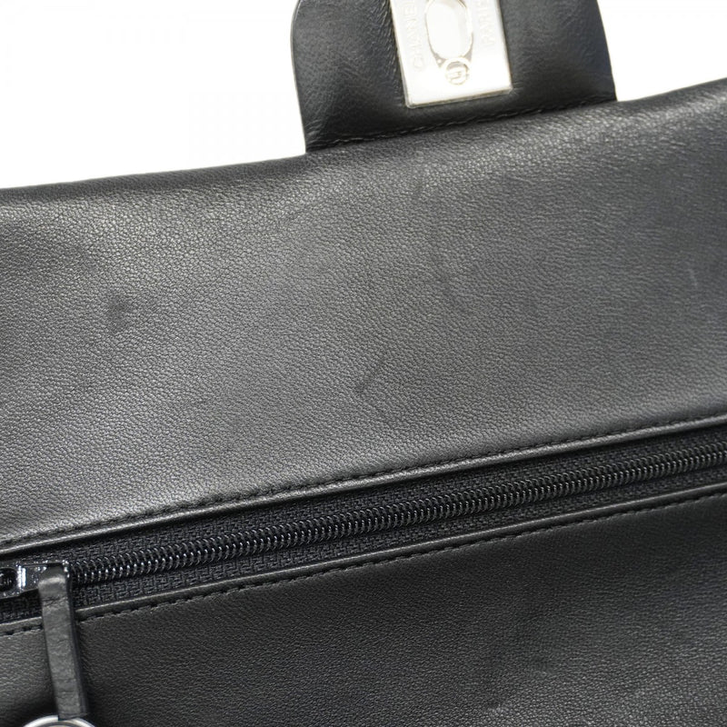 【6cb1847】シャネル ショルダーバッグ マトラッセ Wフラップ Wチェーン ラムスキン ブラック シルバー金具【中古】レディース