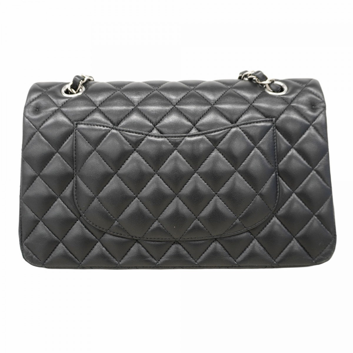 【6cb1847】シャネル ショルダーバッグ マトラッセ Wフラップ Wチェーン ラムスキン ブラック シルバー金具【中古】レディース