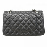 【6cb1847】シャネル ショルダーバッグ マトラッセ Wフラップ Wチェーン ラムスキン ブラック シルバー金具【中古】レディース