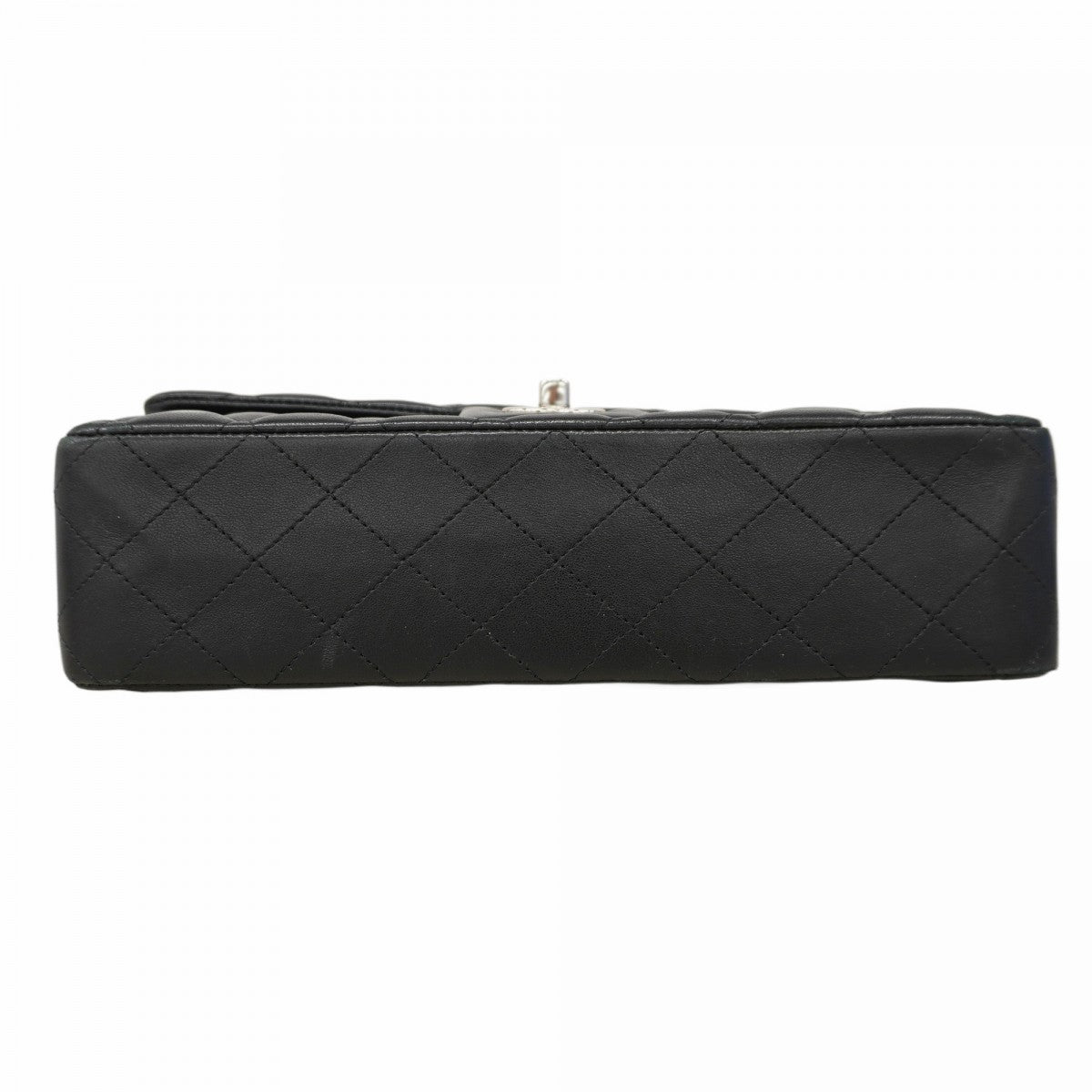 【6cb1847】シャネル ショルダーバッグ マトラッセ Wフラップ Wチェーン ラムスキン ブラック シルバー金具【中古】レディース