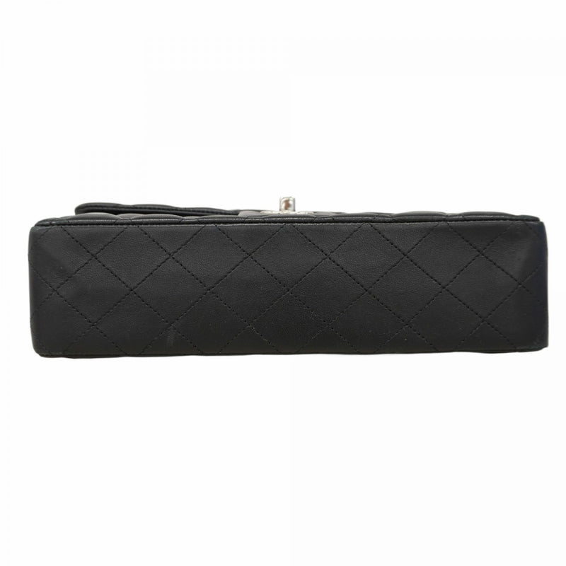 【6cb1847】シャネル ショルダーバッグ マトラッセ Wフラップ Wチェーン ラムスキン ブラック シルバー金具【中古】レディース