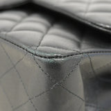 【6cb1847】シャネル ショルダーバッグ マトラッセ Wフラップ Wチェーン ラムスキン ブラック シルバー金具【中古】レディース