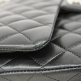 【6cb1847】シャネル ショルダーバッグ マトラッセ Wフラップ Wチェーン ラムスキン ブラック シルバー金具【中古】レディース