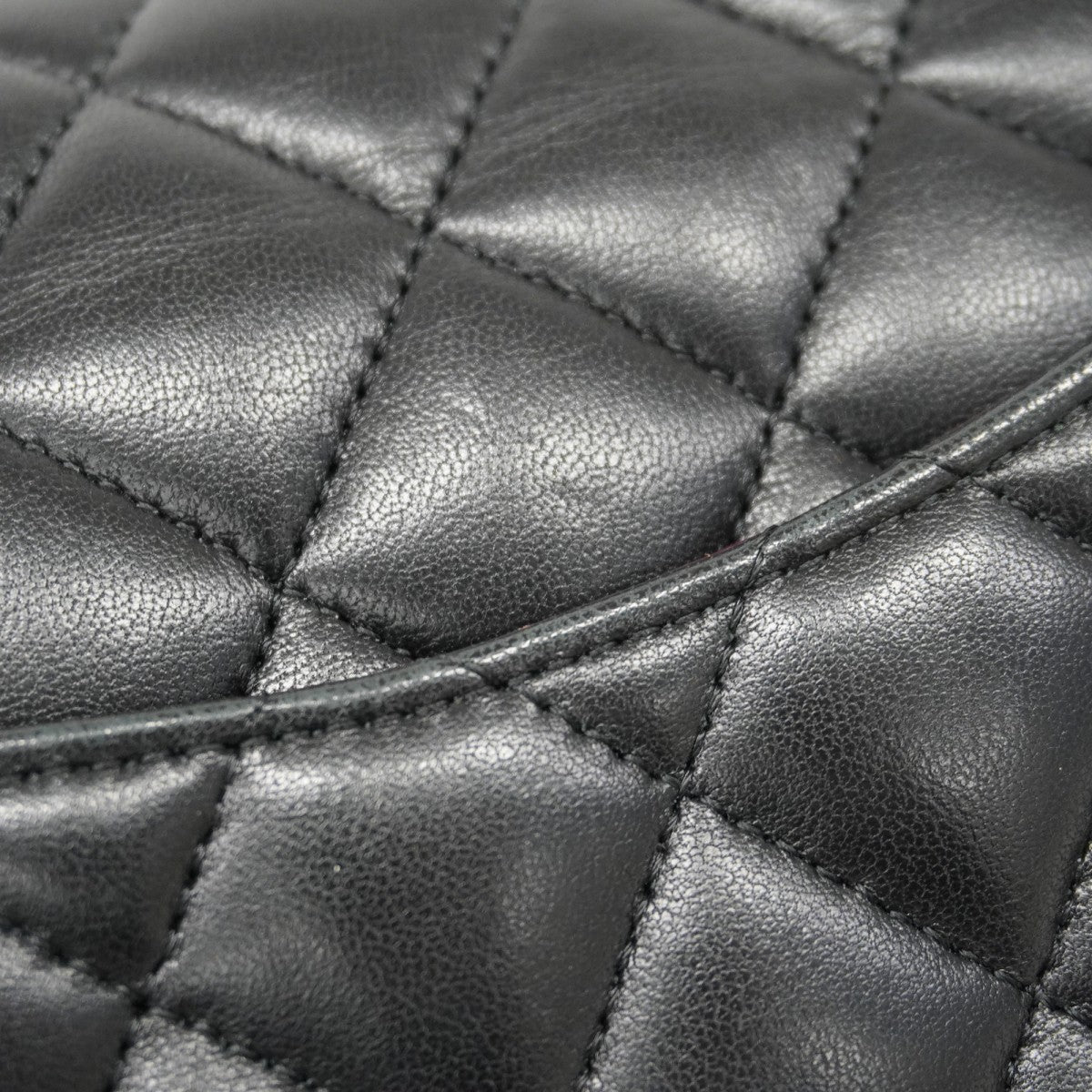 【6cb1847】シャネル ショルダーバッグ マトラッセ Wフラップ Wチェーン ラムスキン ブラック シルバー金具【中古】レディース