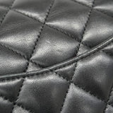 【6cb1847】シャネル ショルダーバッグ マトラッセ Wフラップ Wチェーン ラムスキン ブラック シルバー金具【中古】レディース