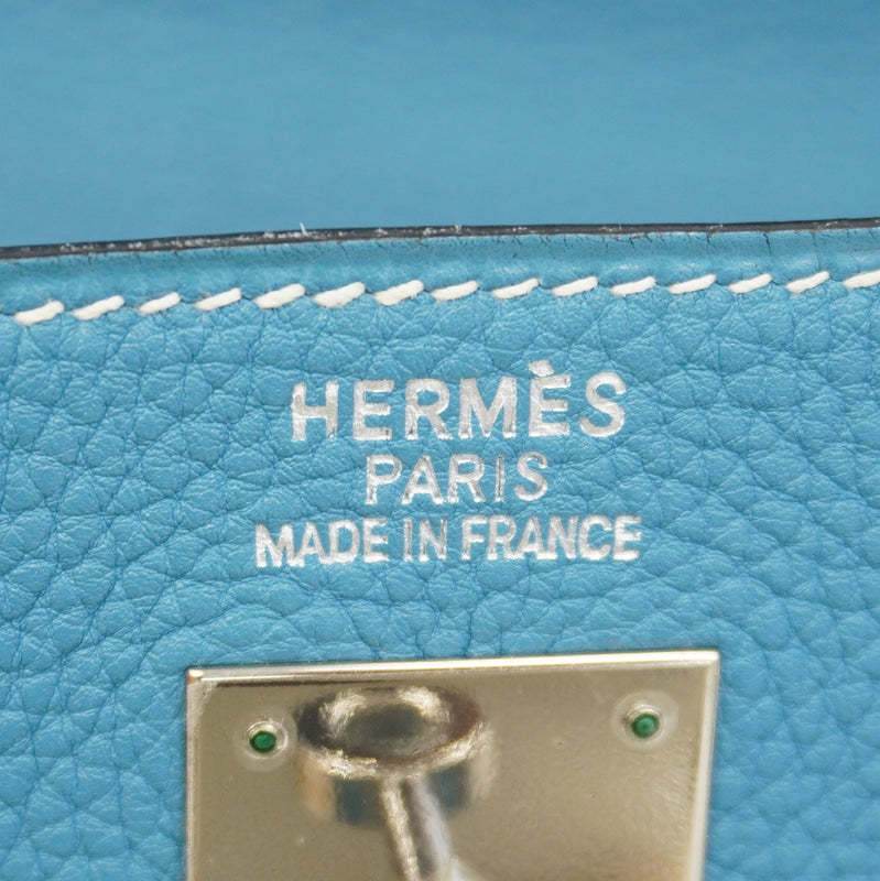 【6cb1850】エルメス ハンドバッグ ケリー35 トゴ ブルージーン シルバー金具 □I刻印 2wayバッグ【中古】レディース