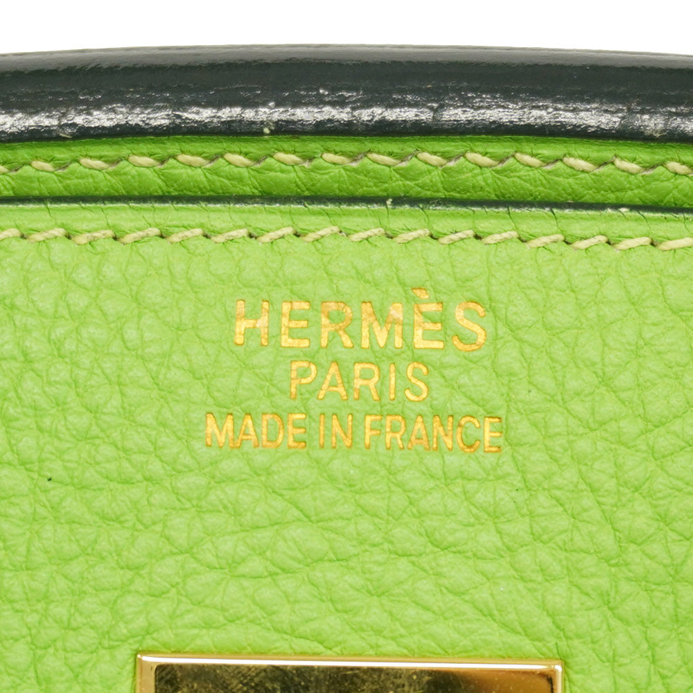 【6cb1851】エルメス ハンドバッグ バーキン35 トリヨンクレマンス アップルグリーン ゴールド金具 □H刻印【中古】レディース