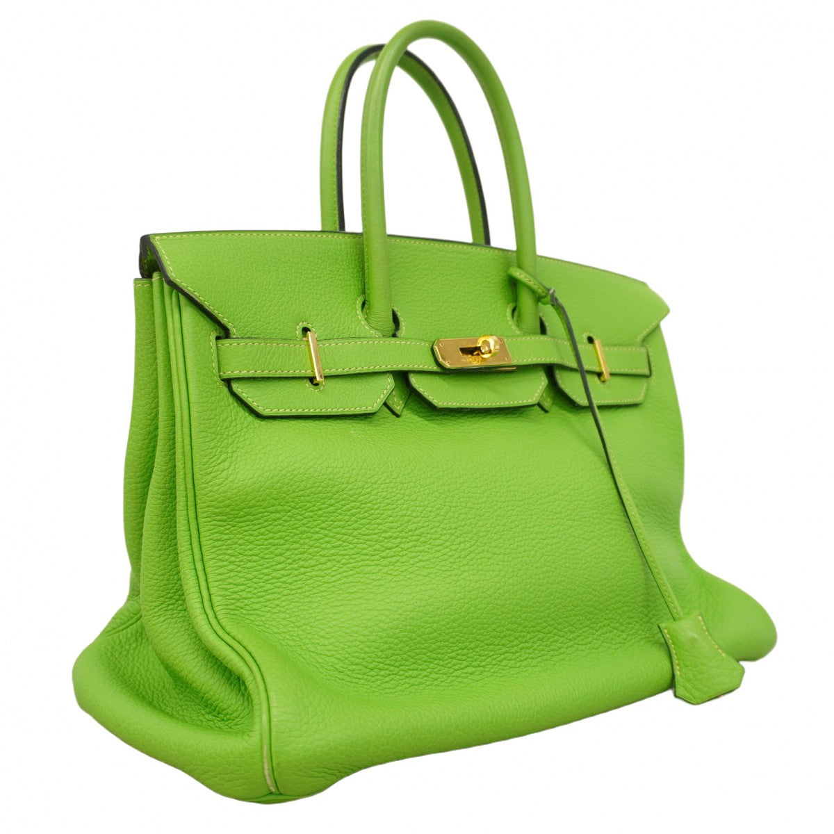 【6cb1851】エルメス ハンドバッグ バーキン35 トリヨンクレマンス アップルグリーン ゴールド金具 □H刻印【中古】レディース