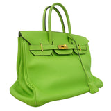 【6cb1851】エルメス ハンドバッグ バーキン35 トリヨンクレマンス アップルグリーン ゴールド金具 □H刻印【中古】レディース