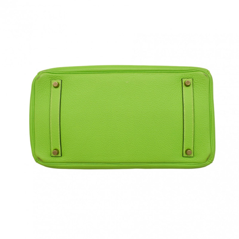 【6cb1851】エルメス ハンドバッグ バーキン35 トリヨンクレマンス アップルグリーン ゴールド金具 □H刻印【中古】レディース