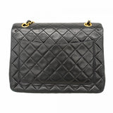 【6cb1864】シャネル ショルダーバッグ マトラッセ Wフラップ Wチェーン ラムスキン ブラック ゴールド金具【中古】レディース