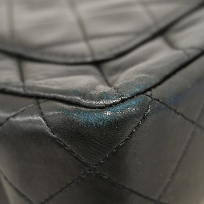 【6cb1864】シャネル ショルダーバッグ マトラッセ Wフラップ Wチェーン ラムスキン ブラック ゴールド金具【中古】レディース