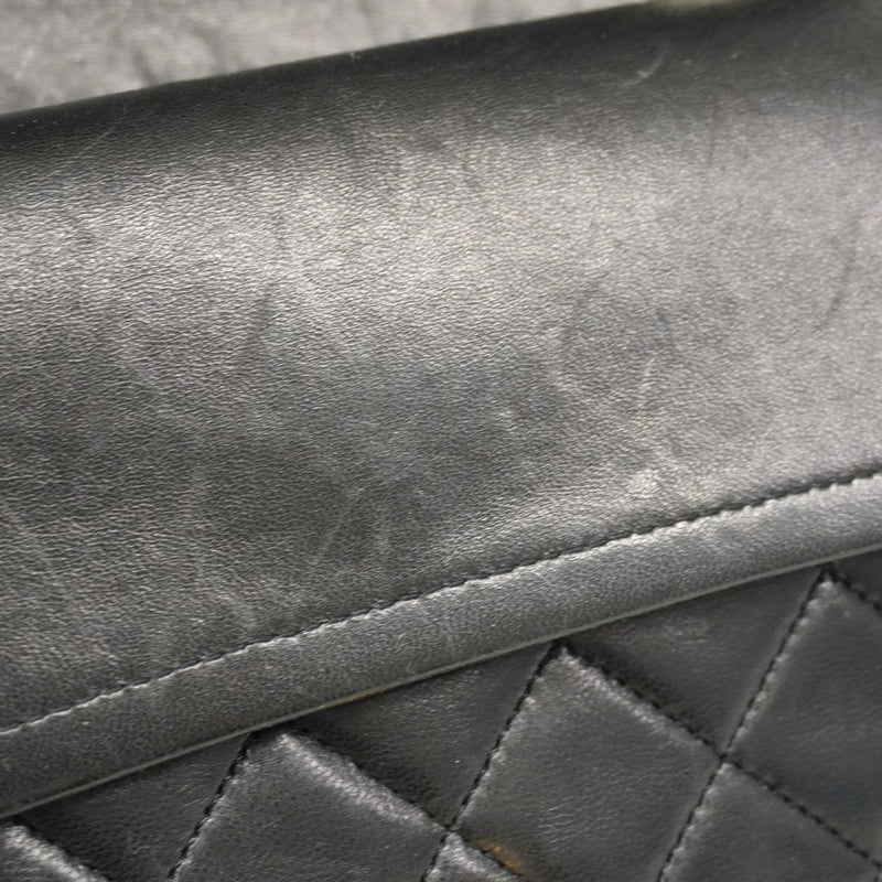 【6cb1864】シャネル ショルダーバッグ マトラッセ Wフラップ Wチェーン ラムスキン ブラック ゴールド金具【中古】レディース