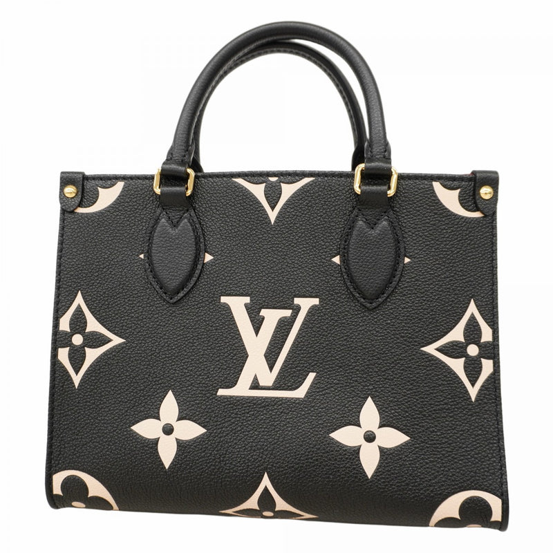 【6cb1866】ルイヴィトン ハンドバッグ モノグラム・アンプラント バイカラー オンザゴ―PM M45659 ブラック ベージュ【中古】レディース