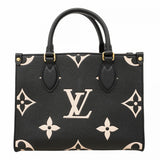 【6cb1866】ルイヴィトン ハンドバッグ モノグラム・アンプラント バイカラー オンザゴ―PM M45659 ブラック ベージュ【中古】レディース