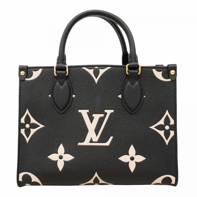 【6cb1866】ルイヴィトン ハンドバッグ モノグラム・アンプラント バイカラー オンザゴ―PM M45659 ブラック ベージュ【中古】レディース