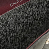 【6cb1923】シャネル ショルダーバッグ マトラッセ Wフラップ Wチェーン キャビアスキン ブラック シルバー金具【中古】レディース