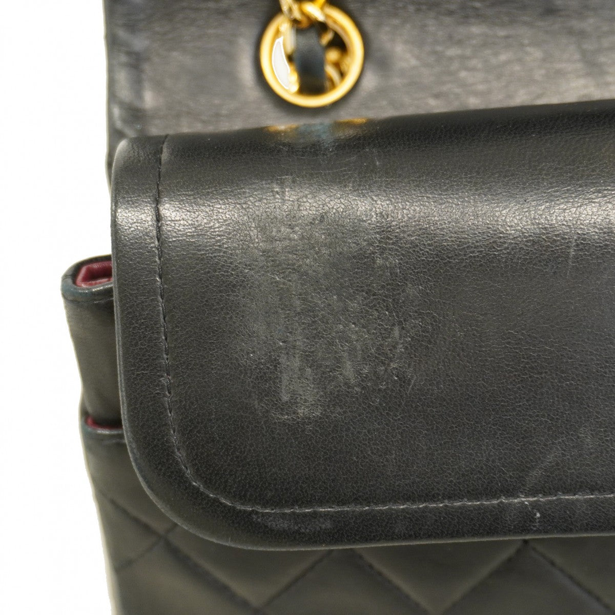 【6cb1924】シャネル ショルダーバッグ マトラッセ Wフラップ Wチェーン ラムスキン ブラック ゴールド金具【中古】レディース