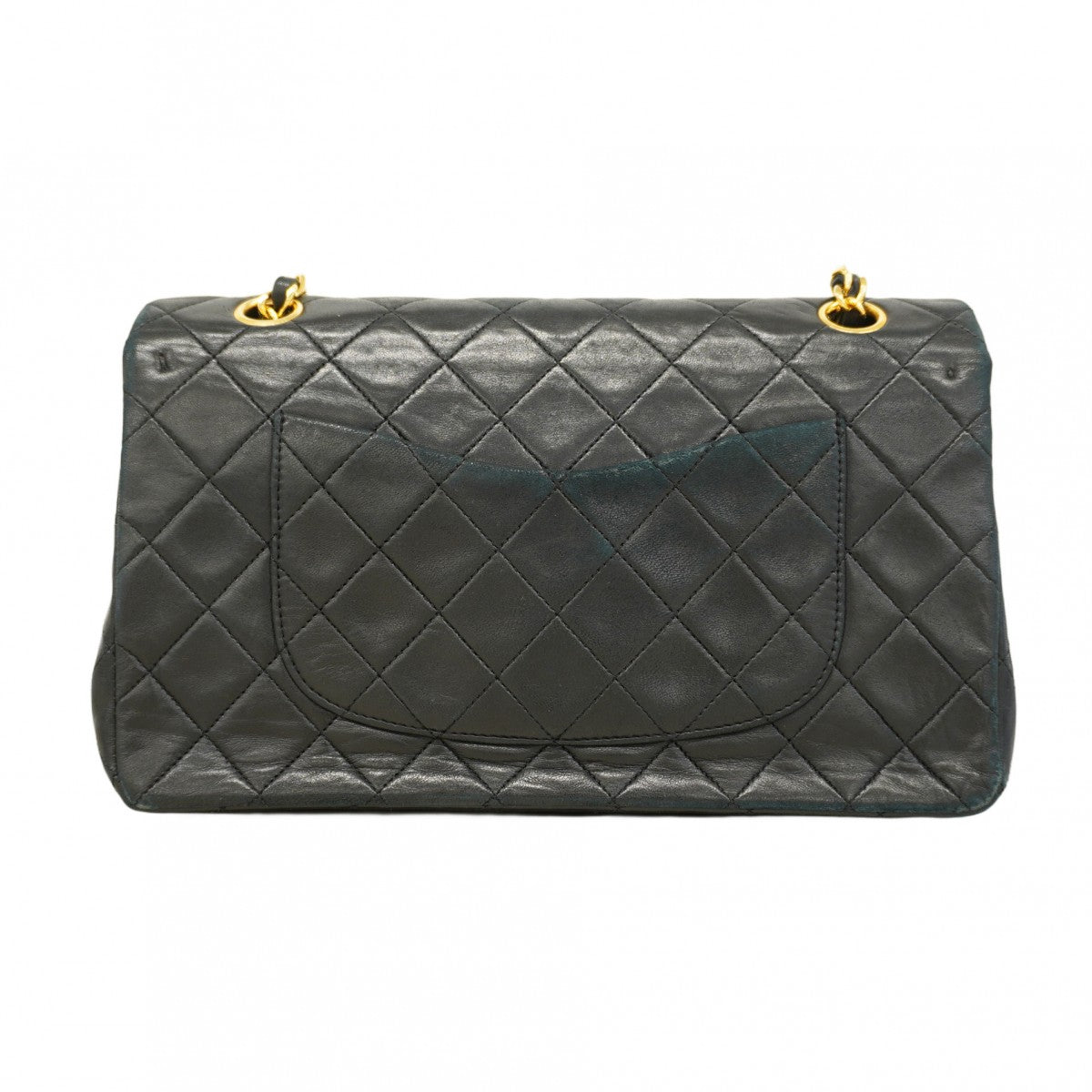 【6cb1924】シャネル ショルダーバッグ マトラッセ Wフラップ Wチェーン ラムスキン ブラック ゴールド金具【中古】レディース